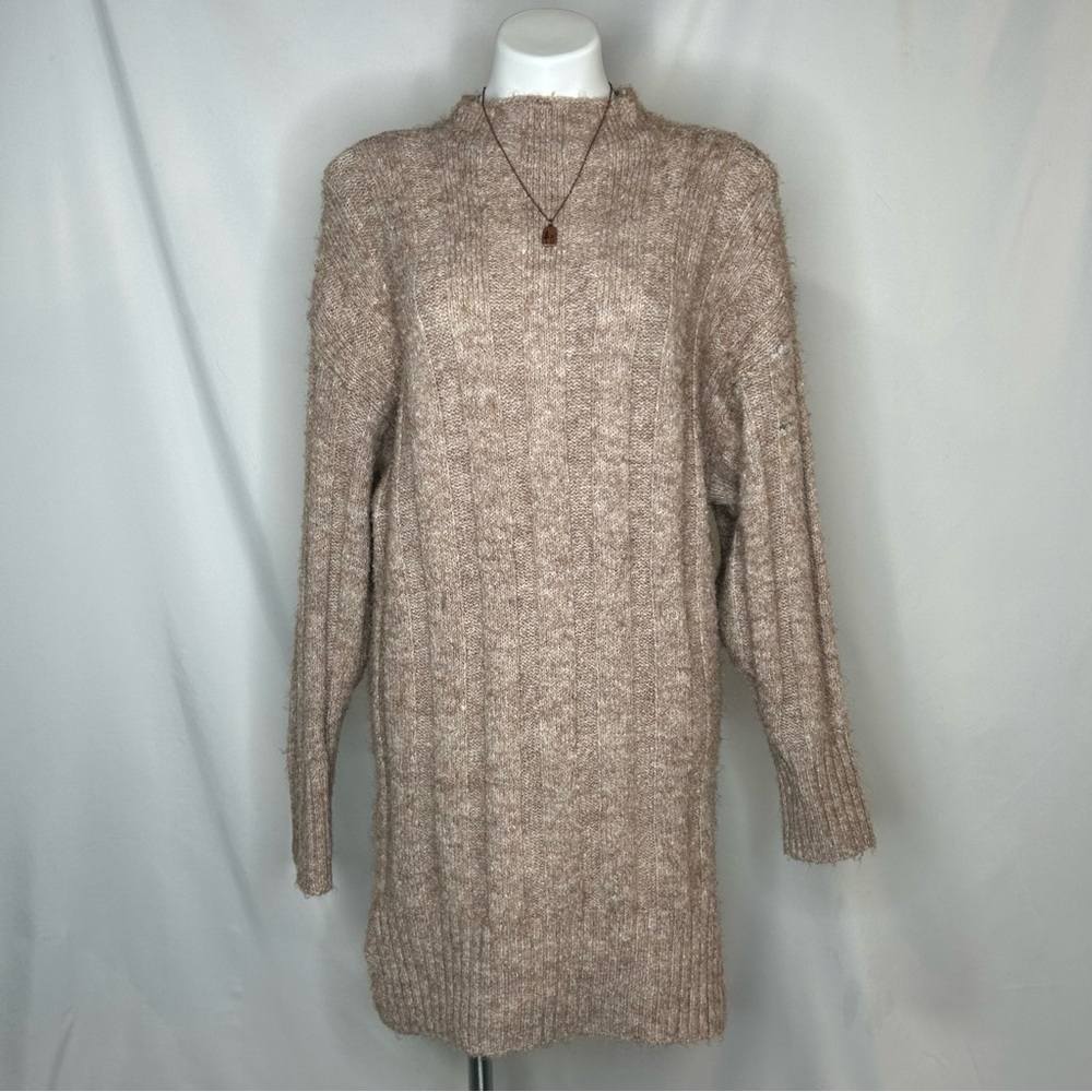 Topshop Oversized Rib Stitch Long Sleeve Sweater Dress, 2
